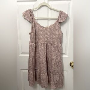 Monteau Lavender floral cream dress